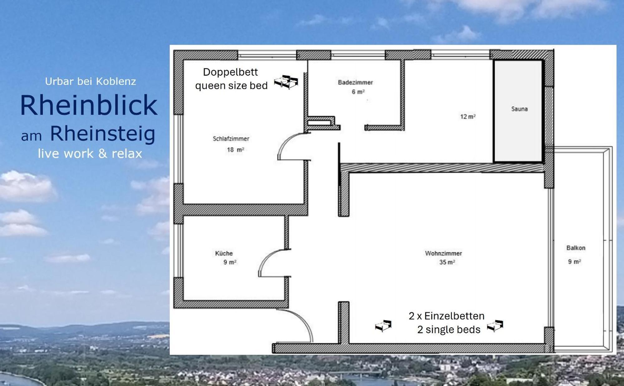 Rheinblick Am Rheinsteig Zur Festung Ehrenbreitstein Mit Balkon Und Sauna Urbar  Exterior foto